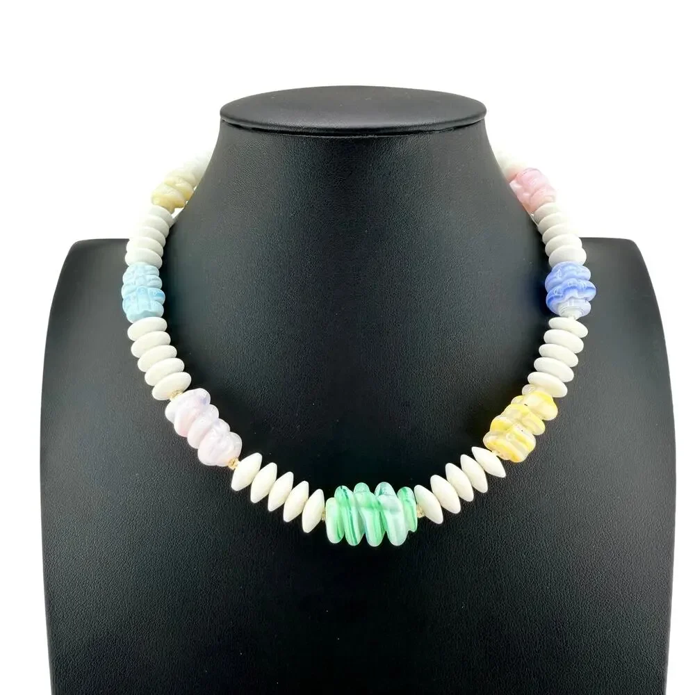 Vintage 1950s 1960s Japan Pastel Milk Glass Multicolor Beads 16